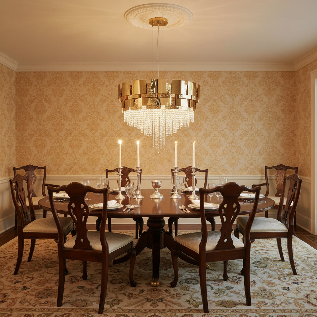 Luster Gaze Radiant Orb Round Crystal Chandelier - formal American dining room