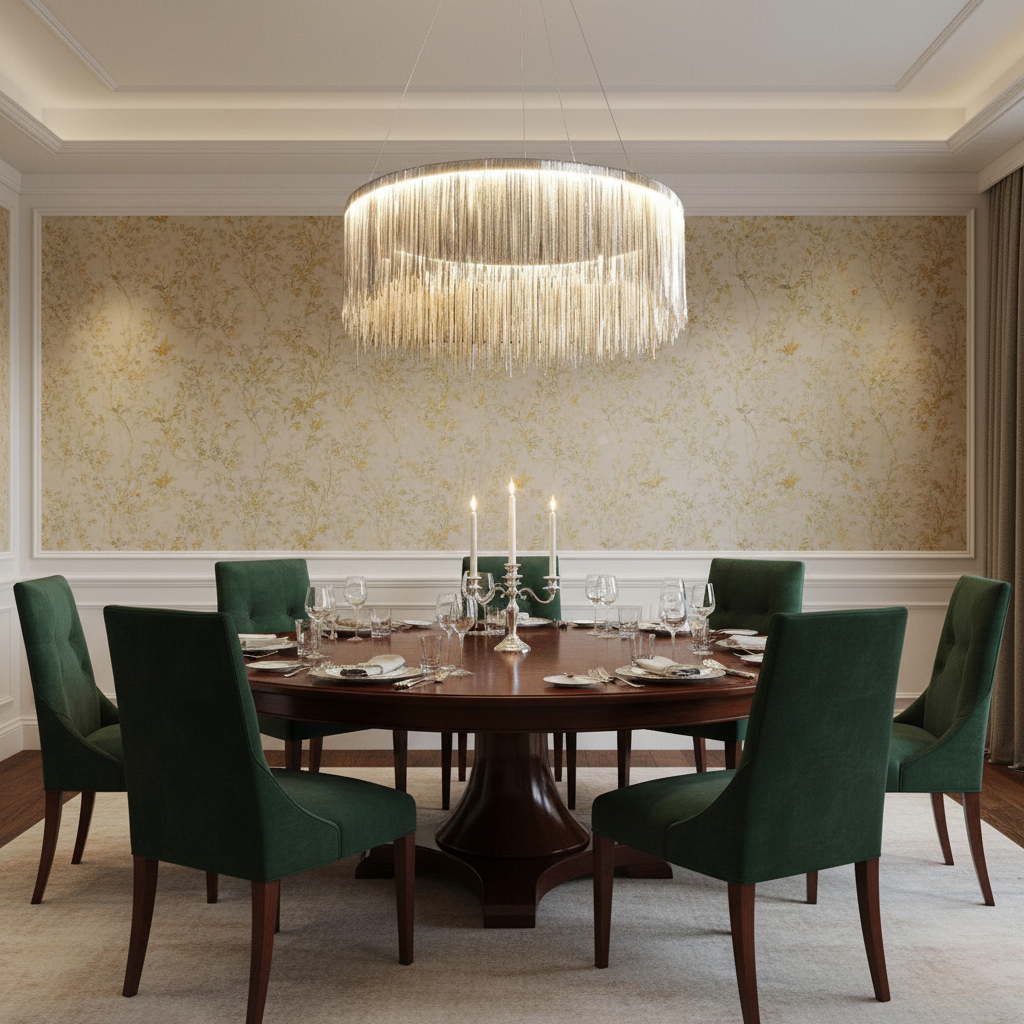 Luster Gaze Radiant Cascade Round Chandelier - formal American dining room