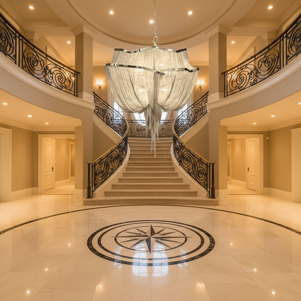 Luster Gaze Alisa Double-Layer Chandelier - grand American foyer with two-story ceiling