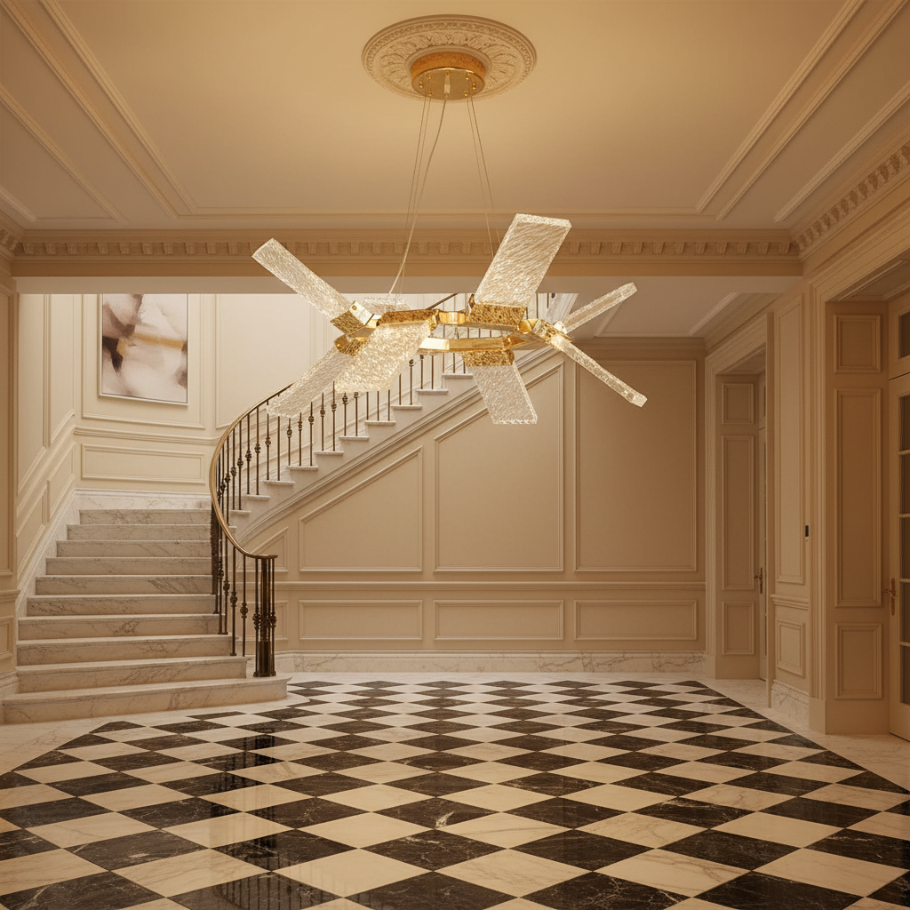 Luster Gaze Radiant Crest Round Wave Chandelier - grand American estate foyer
