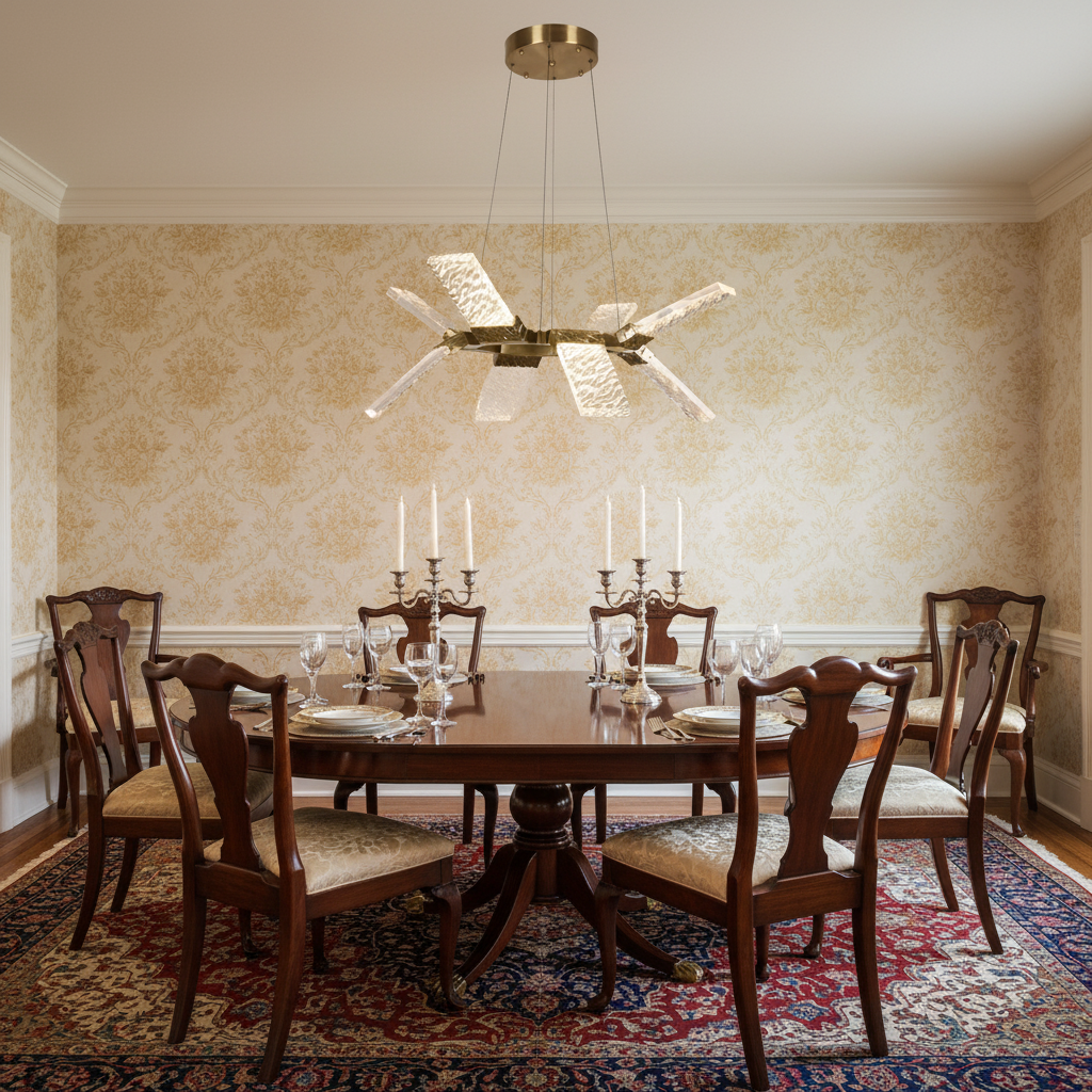 Luster Gaze Radiant Crest Round Wave Chandelier - formal American dining room