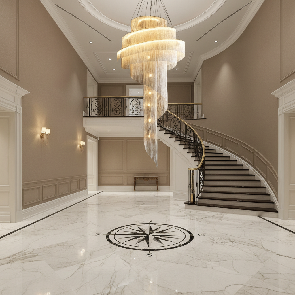 Luster Gaze Alisa Multi-Layer Ring Chandelier - grand American foyer with two-story ceiling