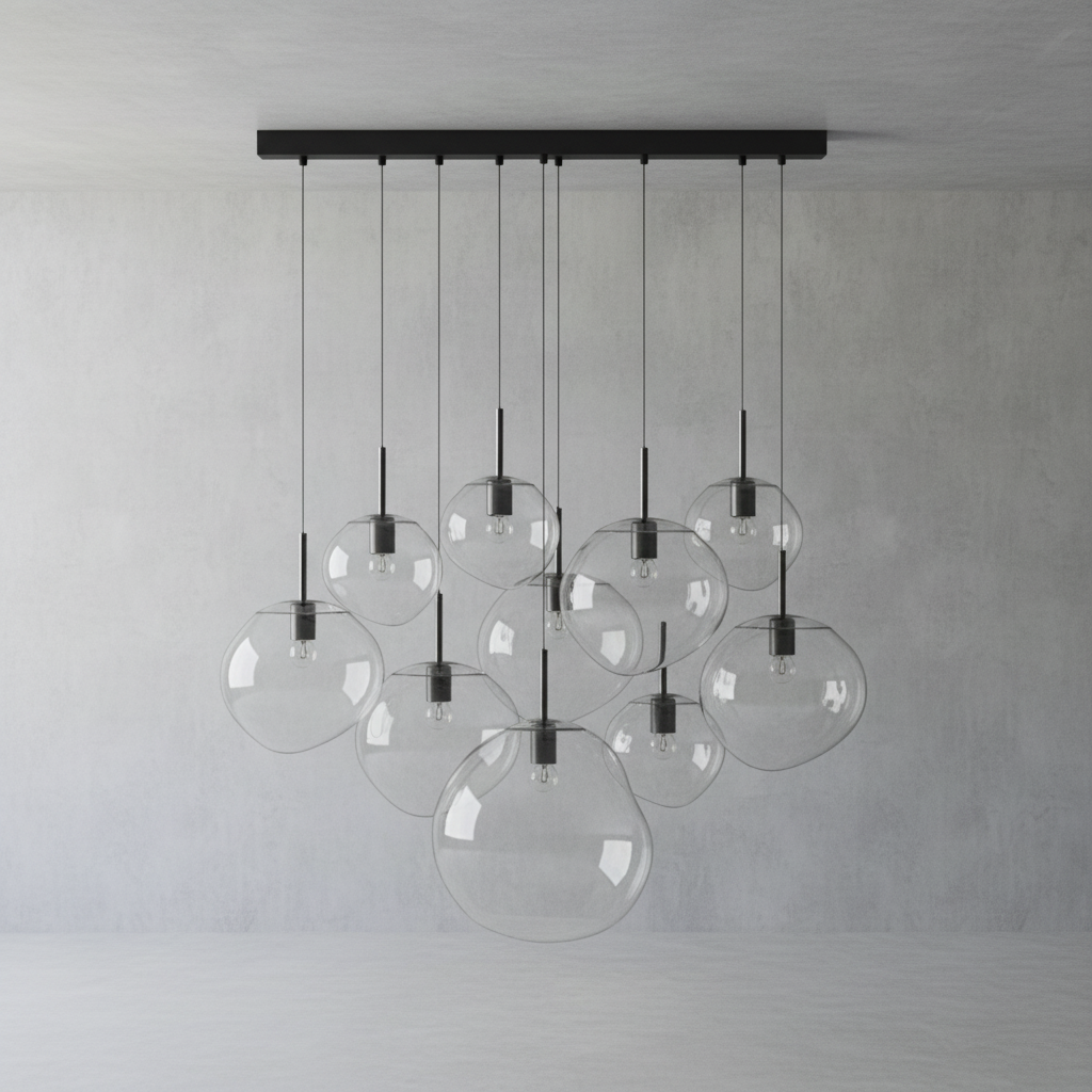 Luster Gaze Molten Glass Orb Chandelier - Background Shot