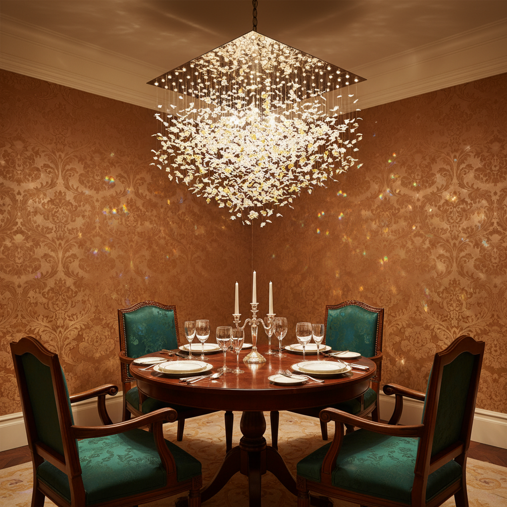 Luster Gaze Custom Multicolor Maple Leaf Art Glass Chandelier - Scene