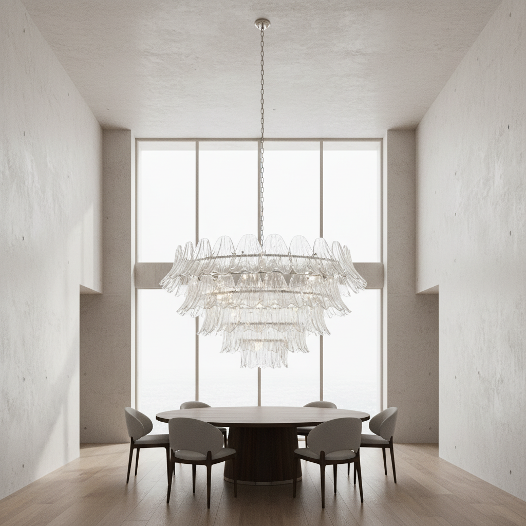 Luster Gaze Vibrant Artisan Glass Leaf Chandelier - Background Shot