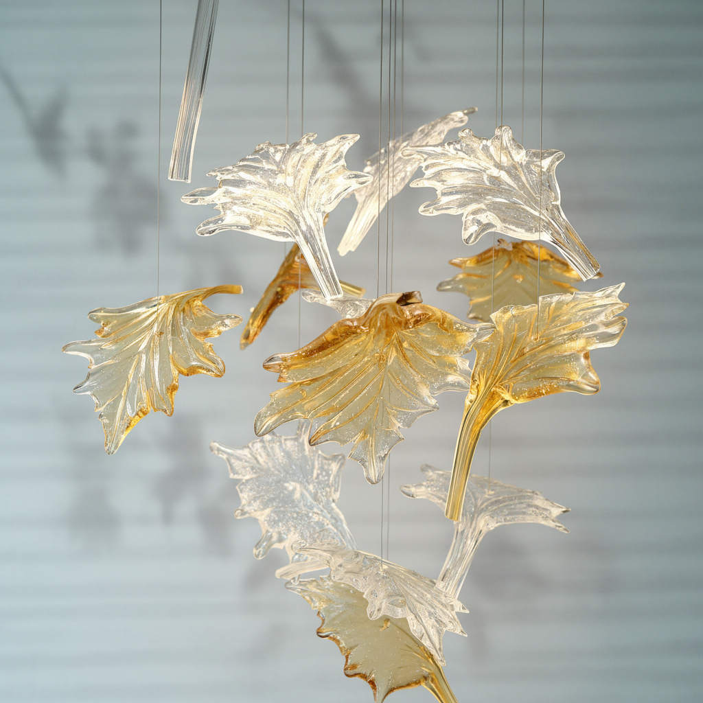 Luster Gaze Vibrant Artisan Glass Leaf Chandelier - Background Shot