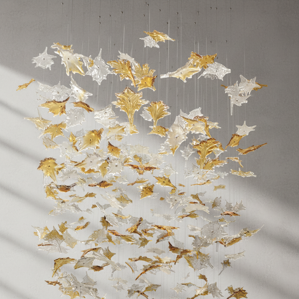Luster Gaze Vibrant Artisan Glass Leaf Chandelier - Background Shot