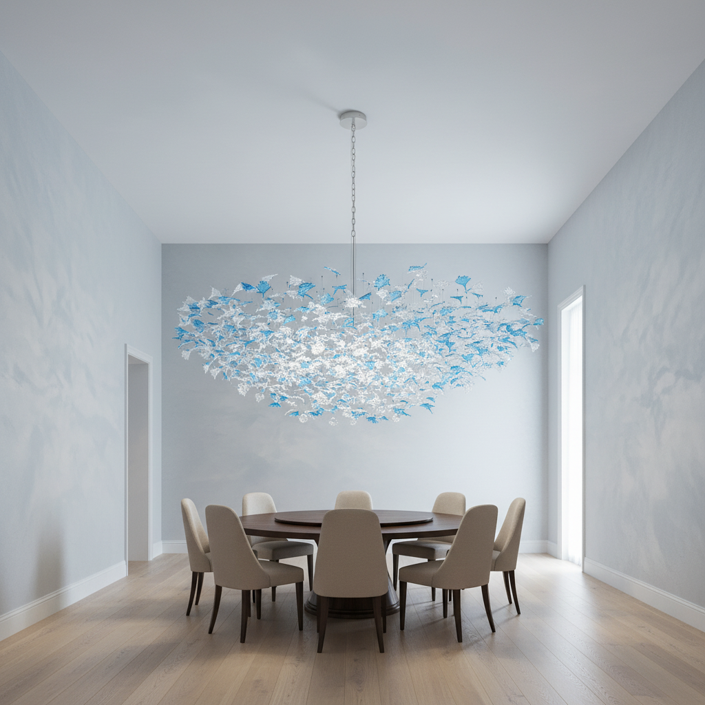 Luster Gaze Vibrant Artisan Glass Leaf Chandelier - Background Shot