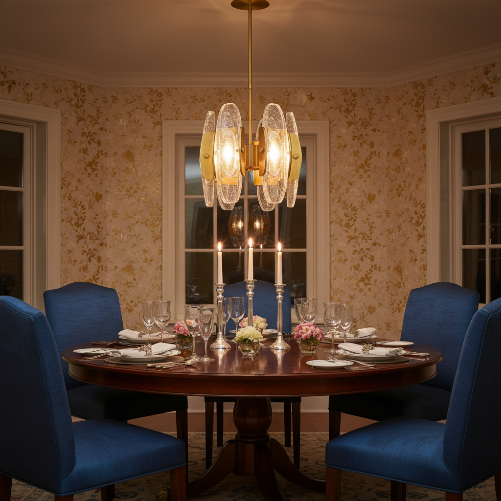 Luster Gaze Veridian Glow Round Chandelier - formal American dining room