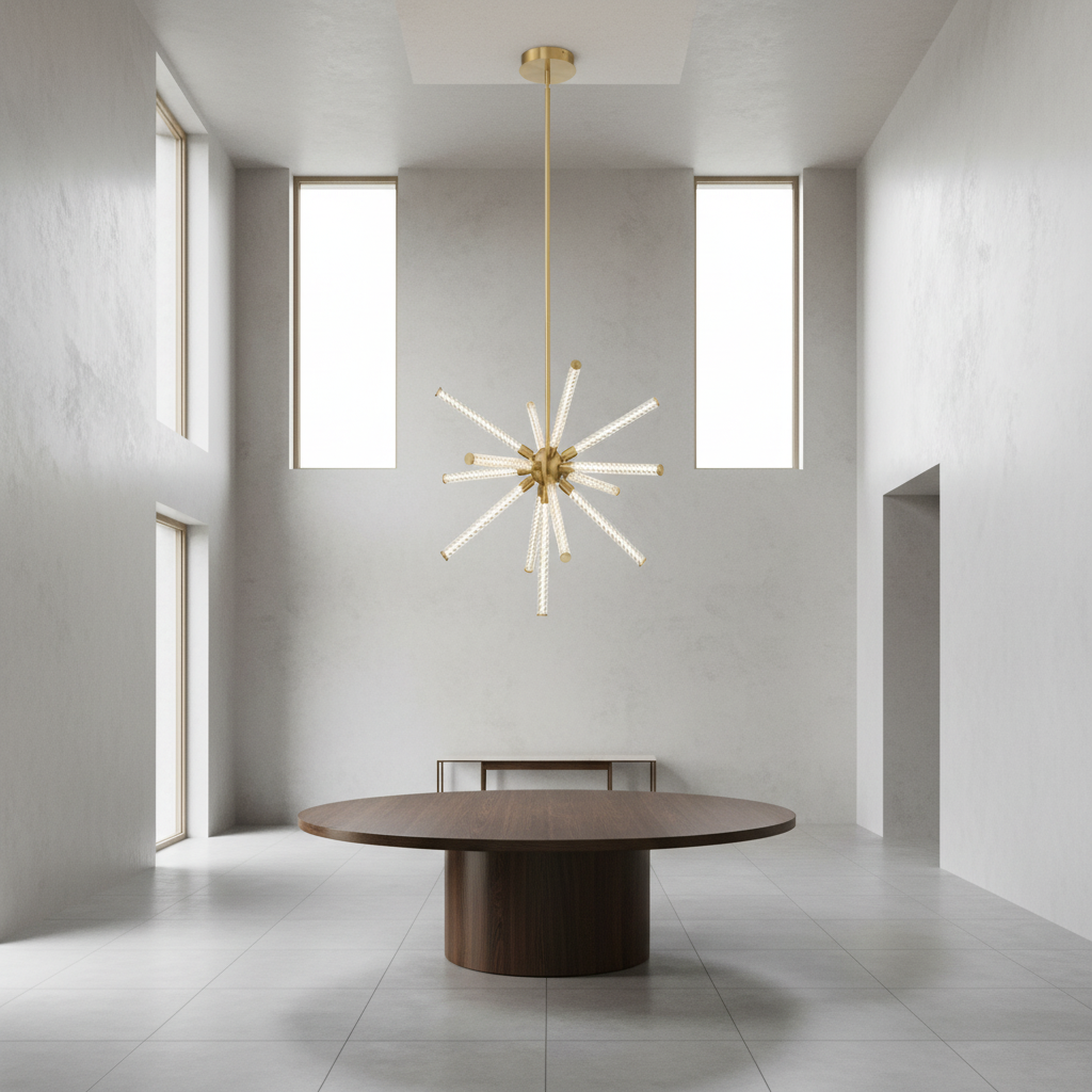 Luster Gaze Aura Weave Round LED Chandelier - Background Shot