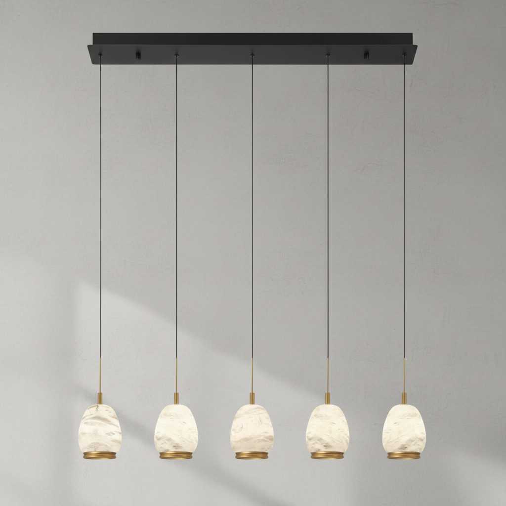 Luster Gaze Alabaster Aura Linear LED Chandelier - Background Shot