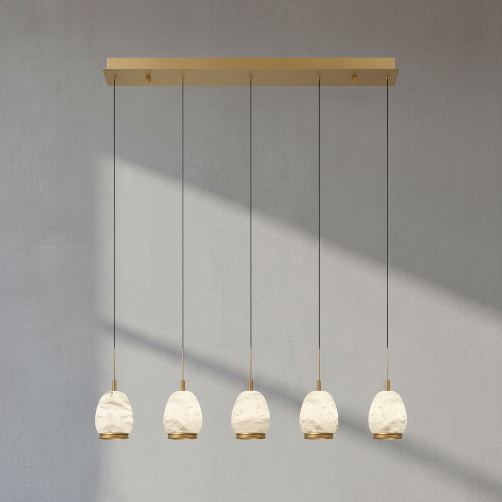 Luster Gaze Alabaster Aura Linear LED Chandelier - Background Shot