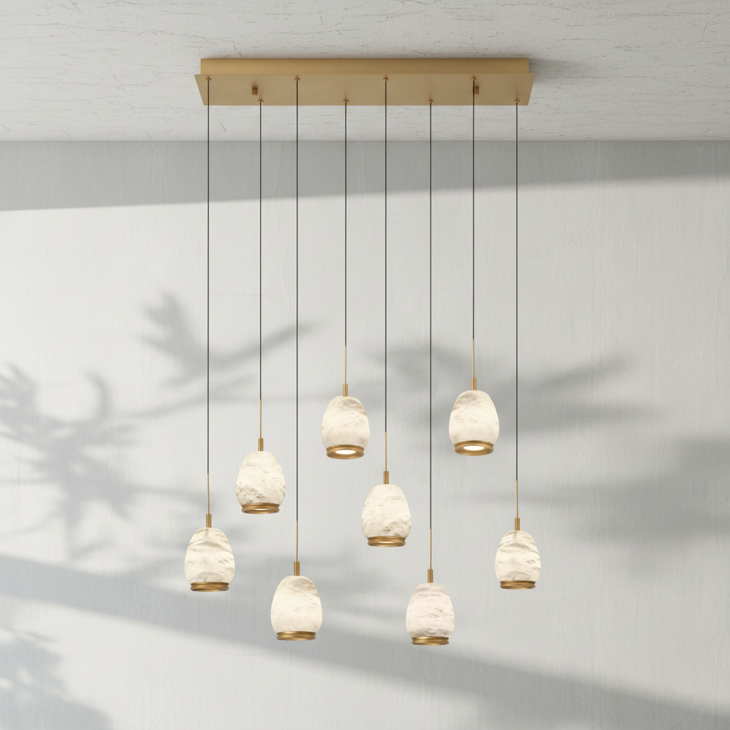 Luster Gaze Alabaster Aura Linear LED Chandelier - Background Shot