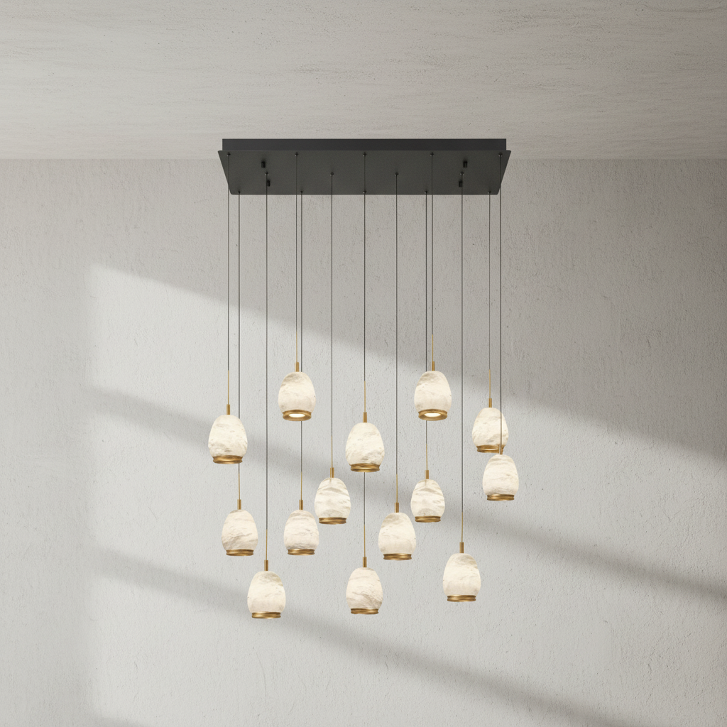 Luster Gaze Alabaster Aura Linear LED Chandelier - Background Shot