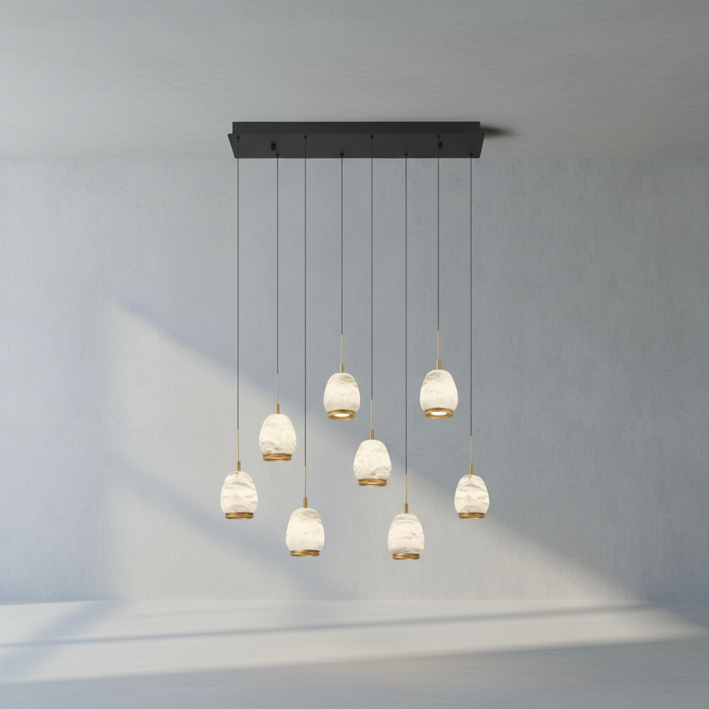 Luster Gaze Alabaster Aura Linear LED Chandelier - Background Shot