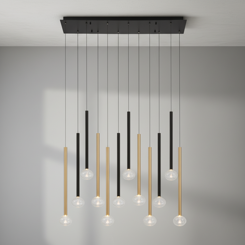 Luster Gaze Aura Stream Linear LED Chandelier - Background Shot