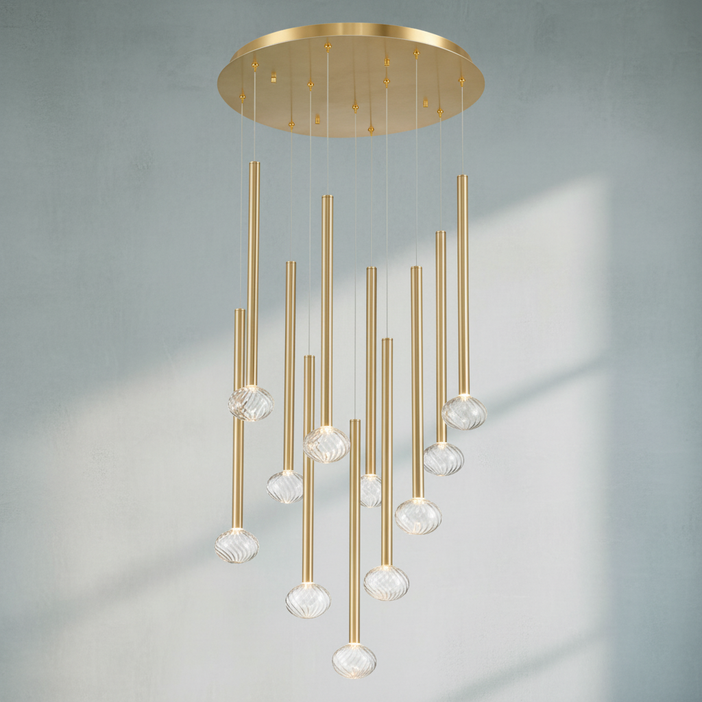Luster Gaze Aura Cascade Round LED Chandelier - Background Shot
