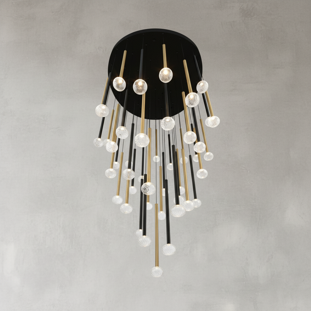Luster Gaze Aura Cascade Round LED Chandelier - Background Shot