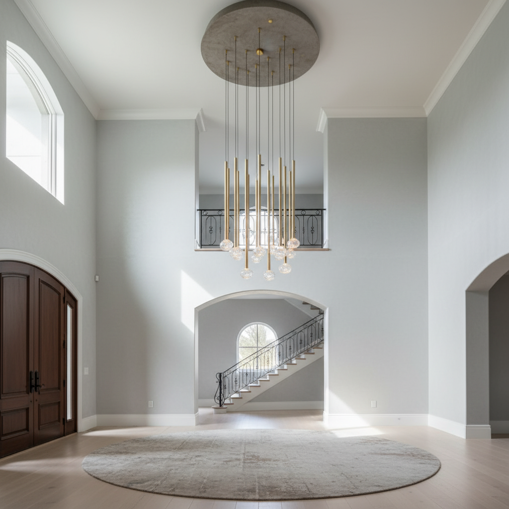Luster Gaze Aura Cascade Round LED Chandelier - Background Shot