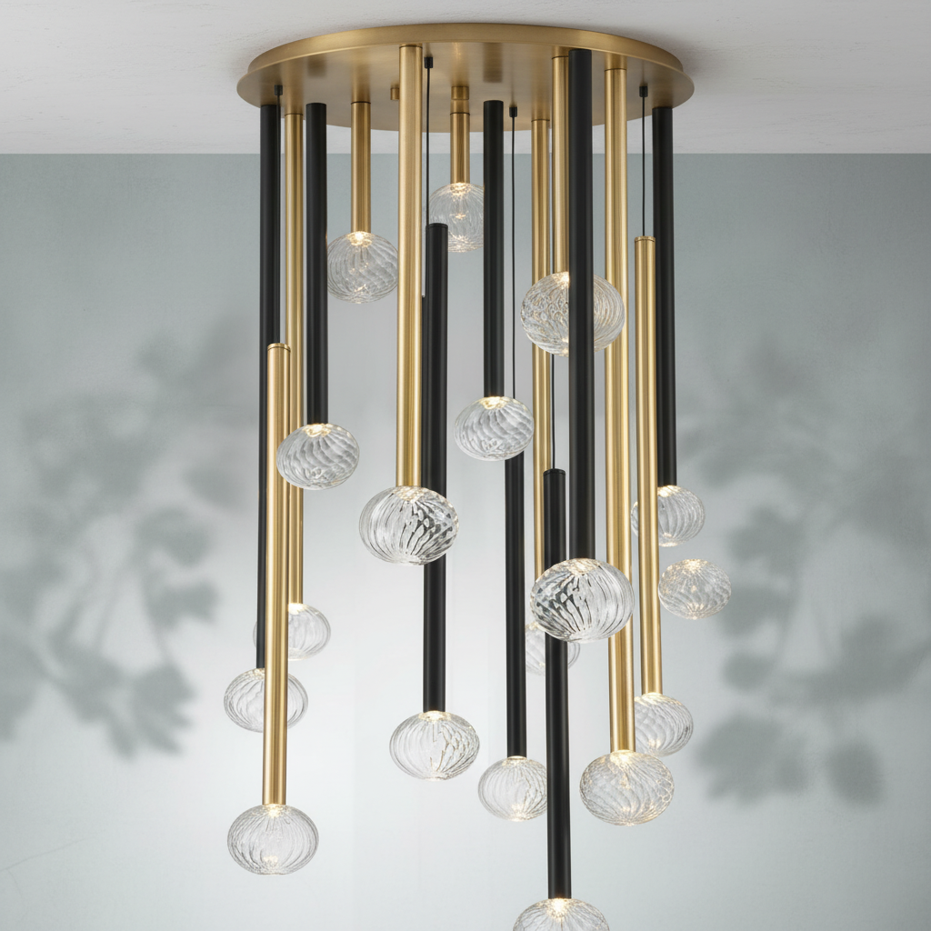 Luster Gaze Aura Cascade Round LED Chandelier - Background Shot