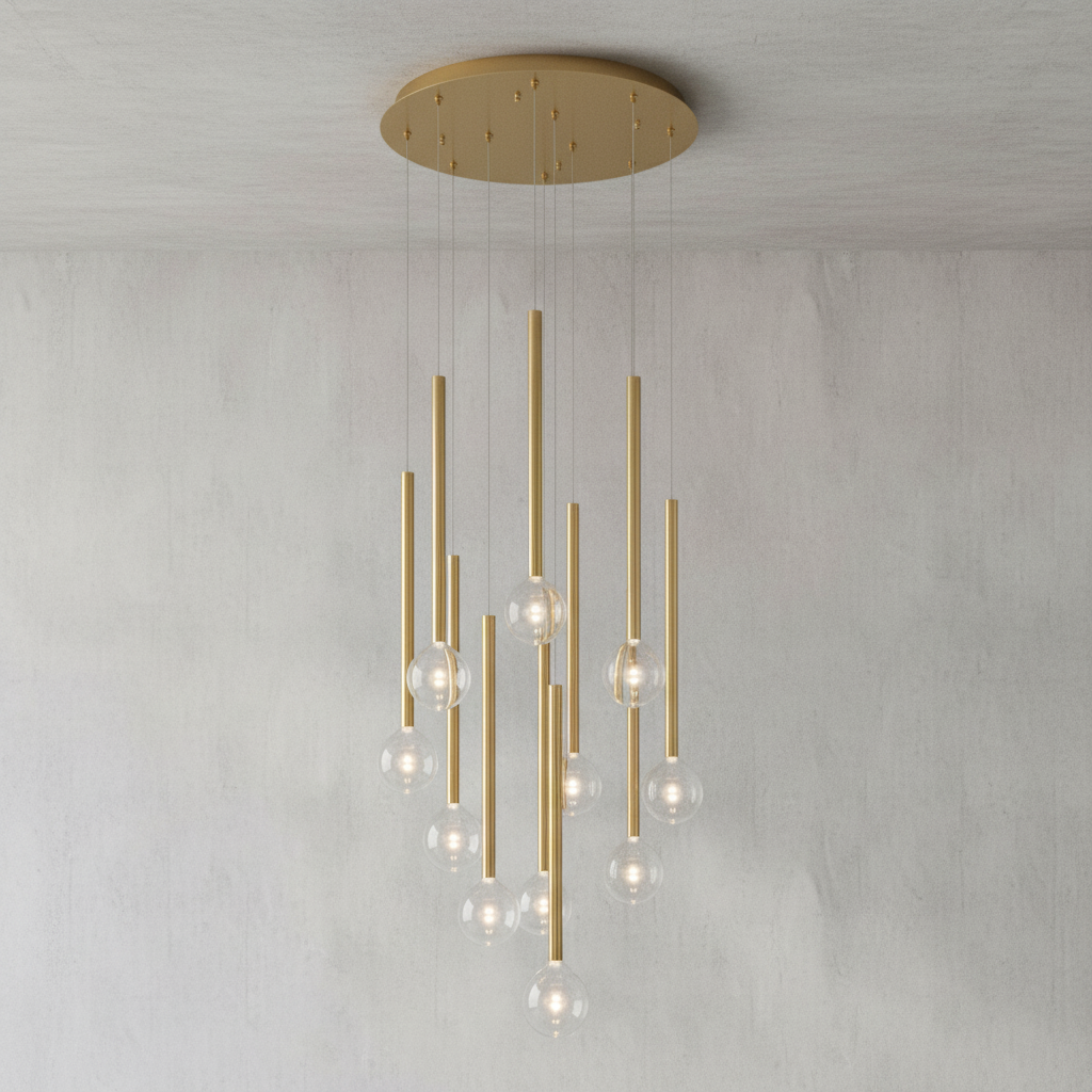 Luster Gaze Aura Droplet Round LED Chandelier - Background Shot