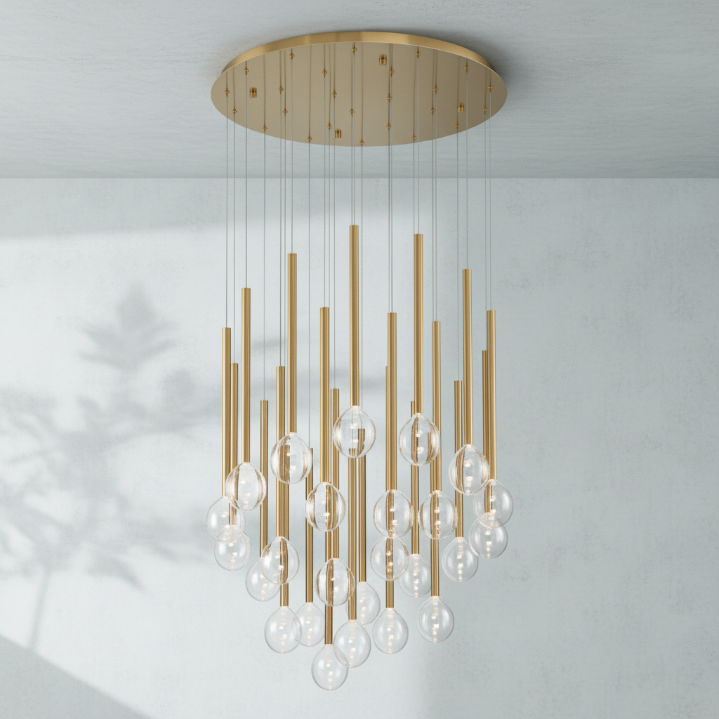 Luster Gaze Aura Droplet Round LED Chandelier - Background Shot