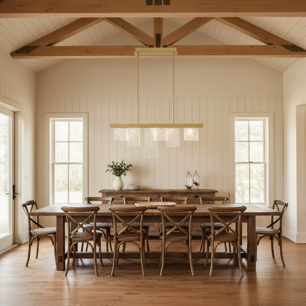 Luster Gaze Aura Stream Linear LED Chandelier - modern American farmhouse dining room