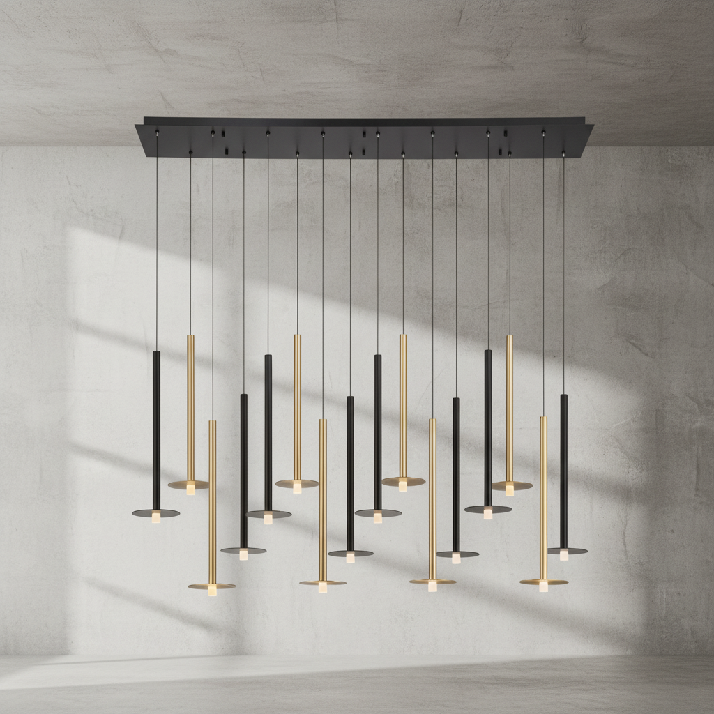 Luster Gaze Aura Stream Linear LED Chandelier - Background Shot