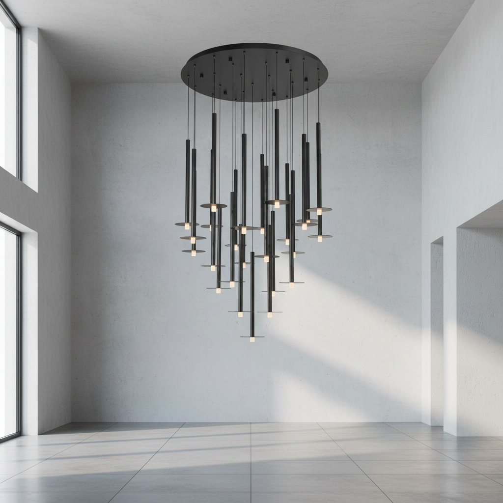 Luster Gaze Aura Grandeur Round LED Chandelier - Background Shot