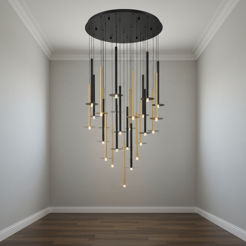 Luster Gaze Aura Grandeur Round LED Chandelier - Background Shot