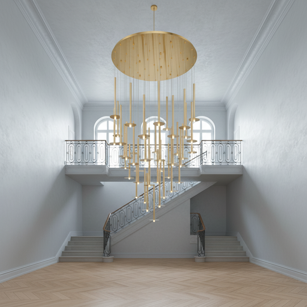 Luster Gaze Aura Grandeur Round LED Chandelier - Background Shot
