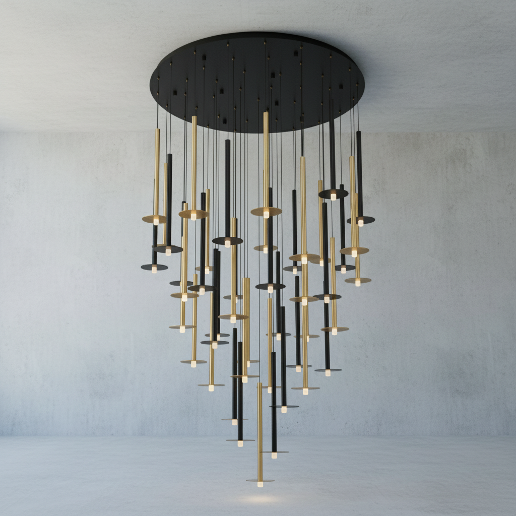 Luster Gaze Aura Grandeur Round LED Chandelier - Background Shot