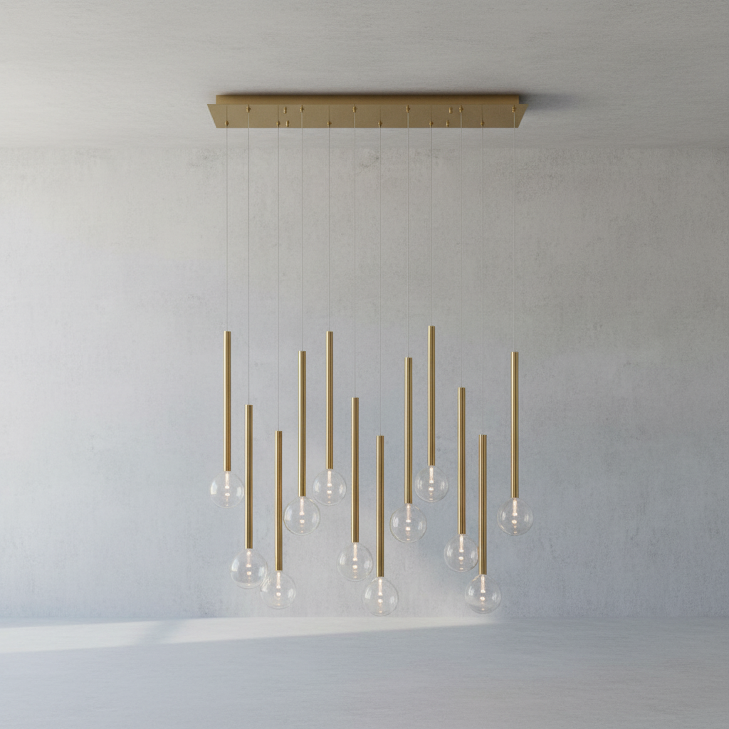Luster Gaze Aura Stream Linear LED Chandelier - Background Shot