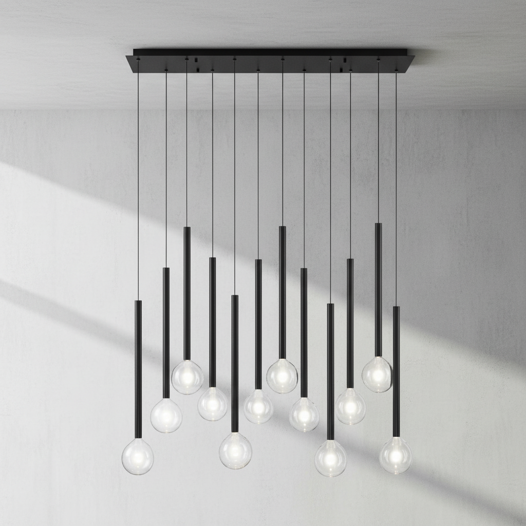 Luster Gaze Aura Stream Linear LED Chandelier - Background Shot