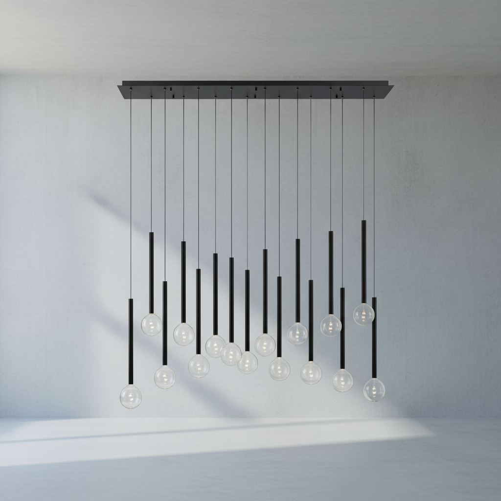 Luster Gaze Aura Stream Linear LED Chandelier - Background Shot