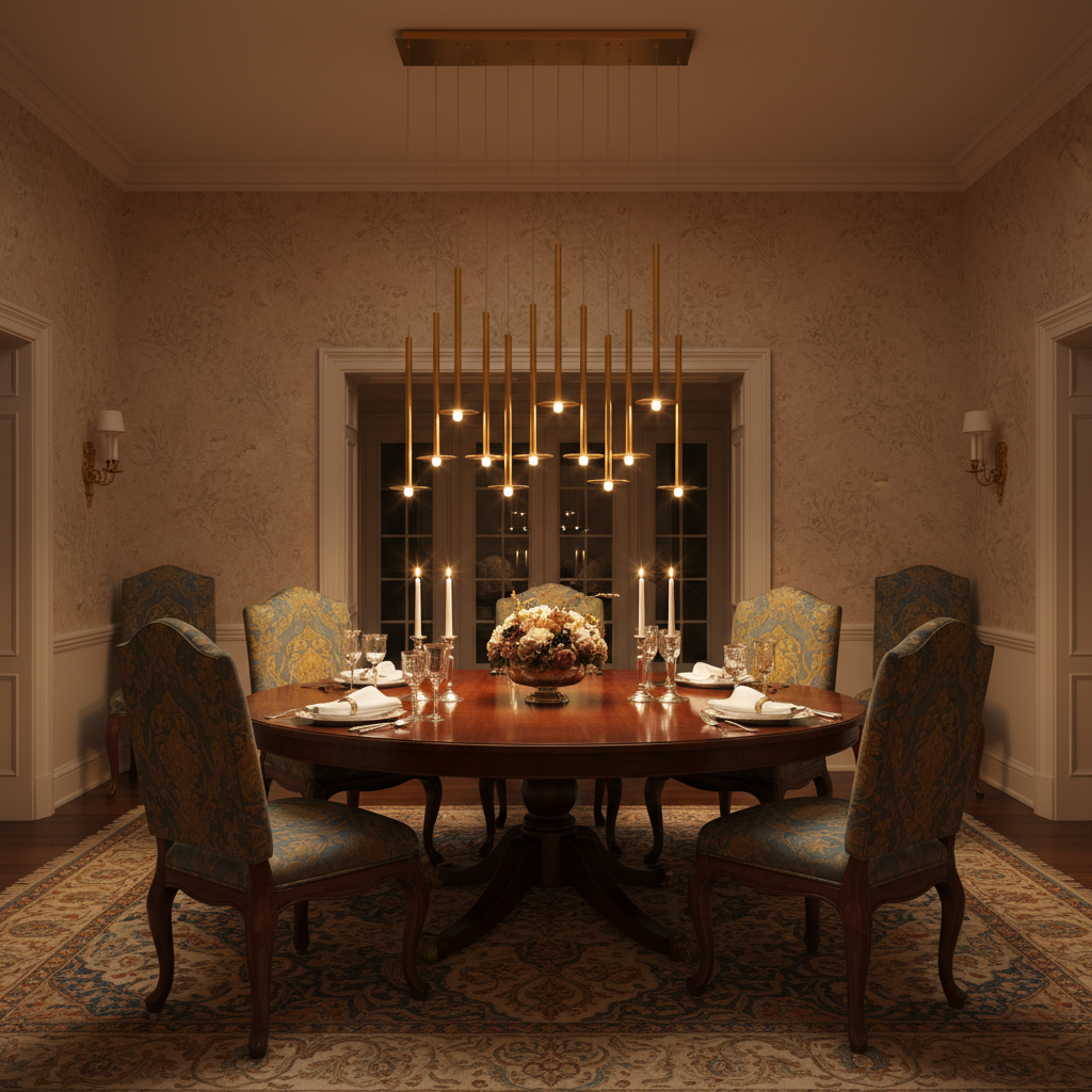 Luster Gaze Aura Stream Linear LED Chandelier - formal American dining room