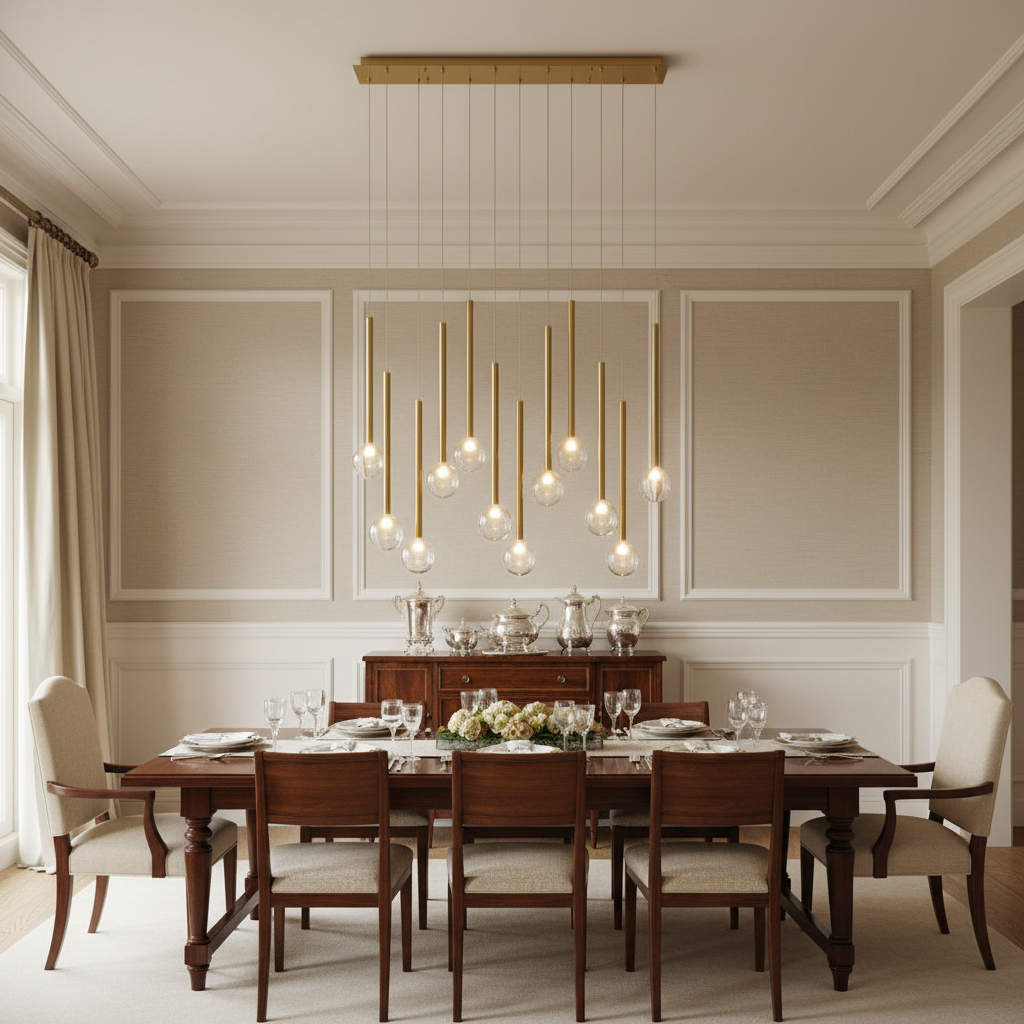 Luster Gaze Aura Stream Linear LED Chandelier - American transitional dining room