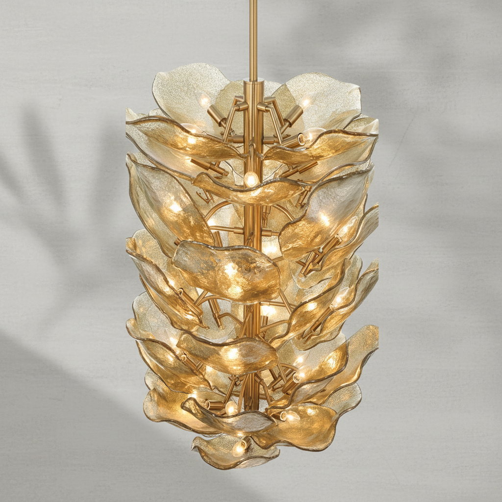 Luster Gaze Veridian Bloom Glass Chandelier - Background Shot