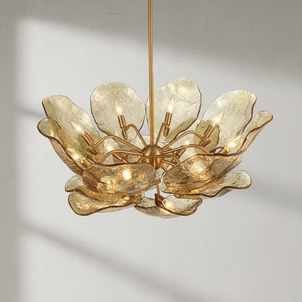 Luster Gaze Veridian Bloom Glass Chandelier - Background Shot