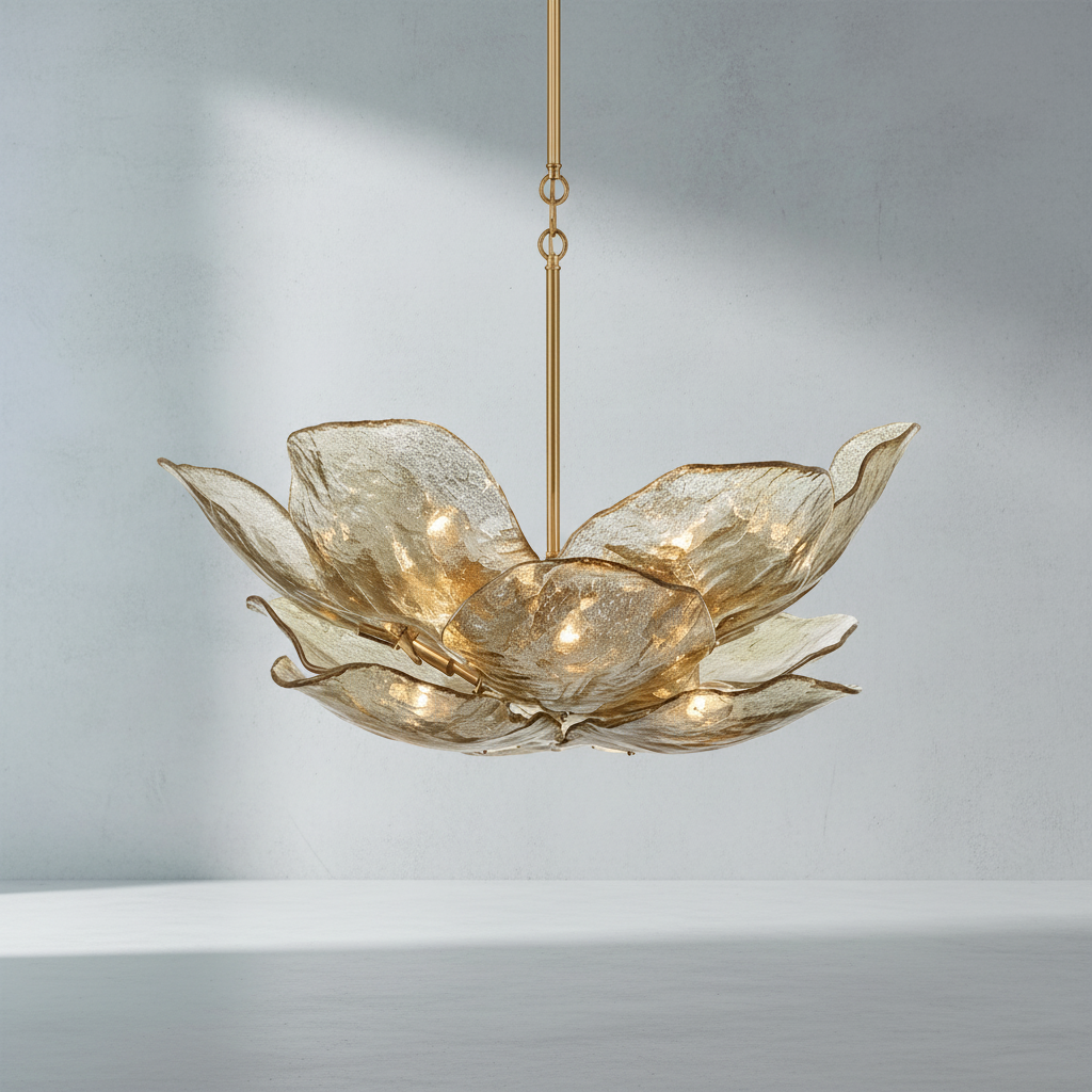 Luster Gaze Veridian Bloom Glass Chandelier - Background Shot