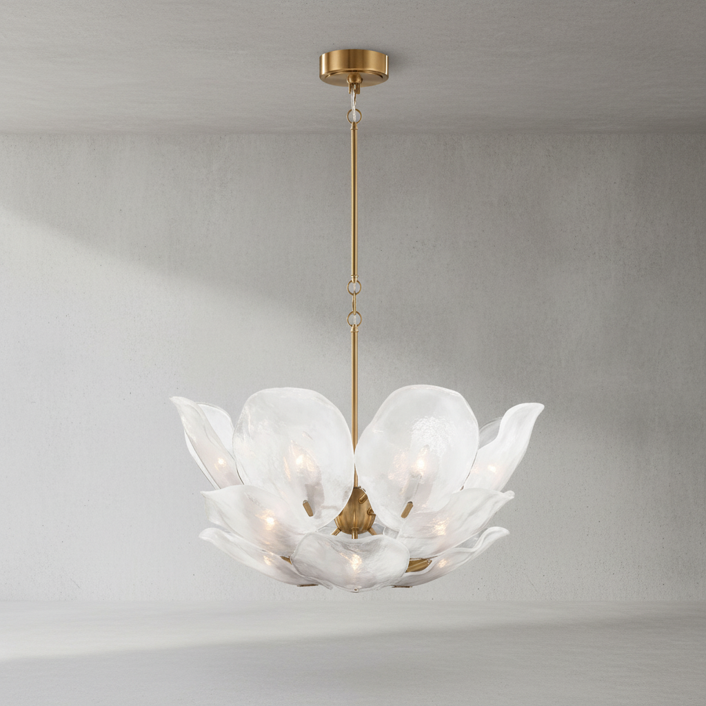 Luster Gaze Veridian Bloom Glass Chandelier - Background Shot