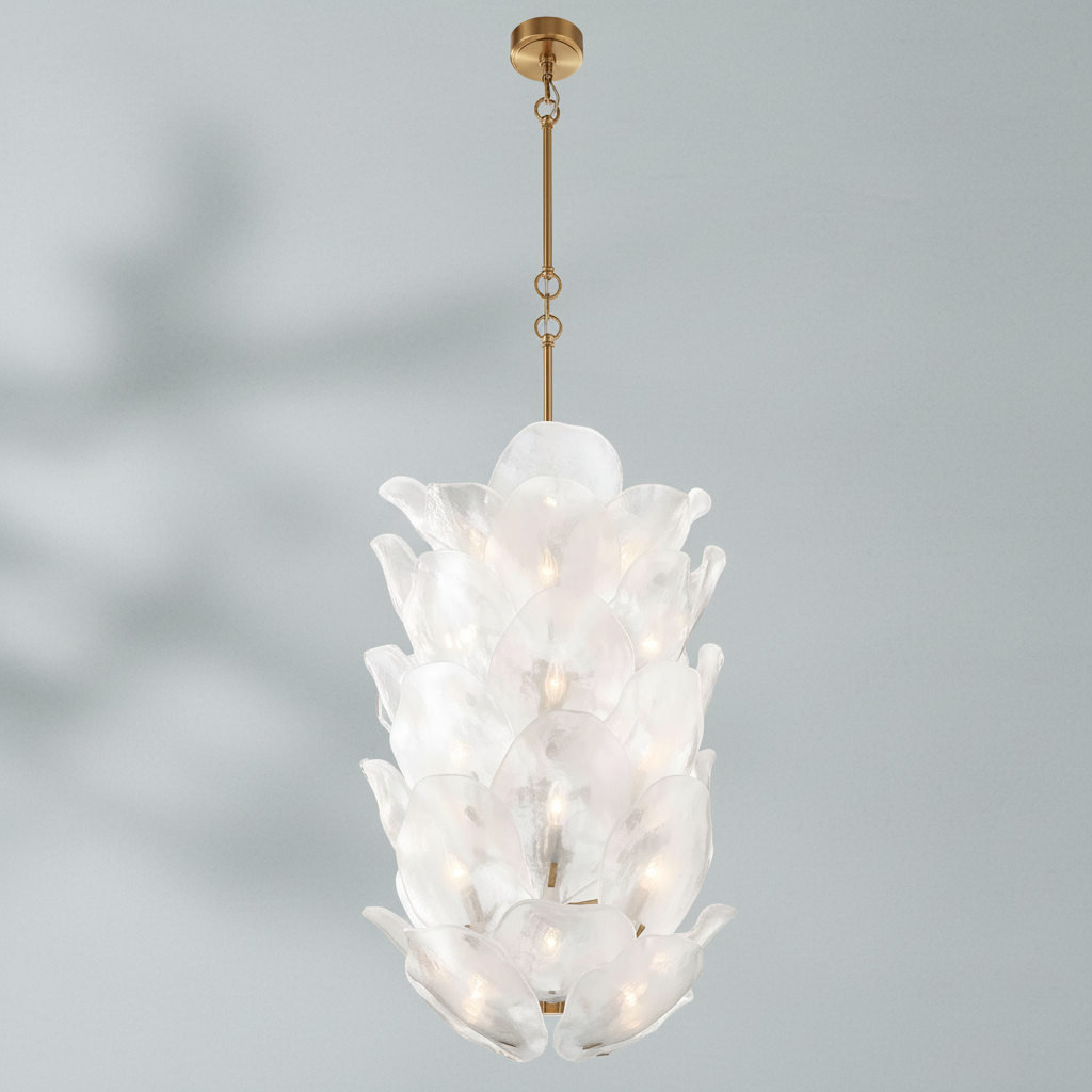 Luster Gaze Veridian Bloom Glass Chandelier - Background Shot