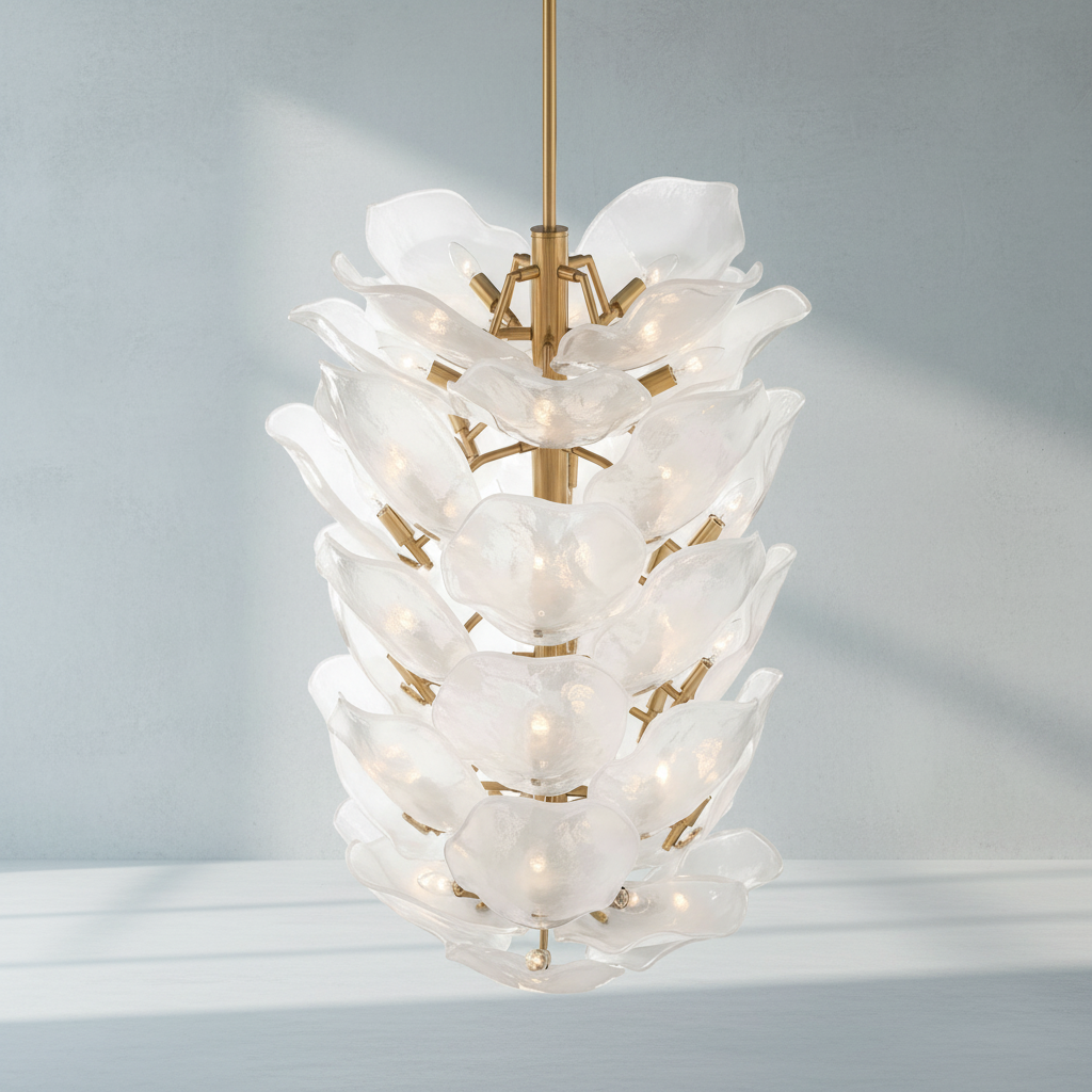 Luster Gaze Veridian Bloom Glass Chandelier - Background Shot