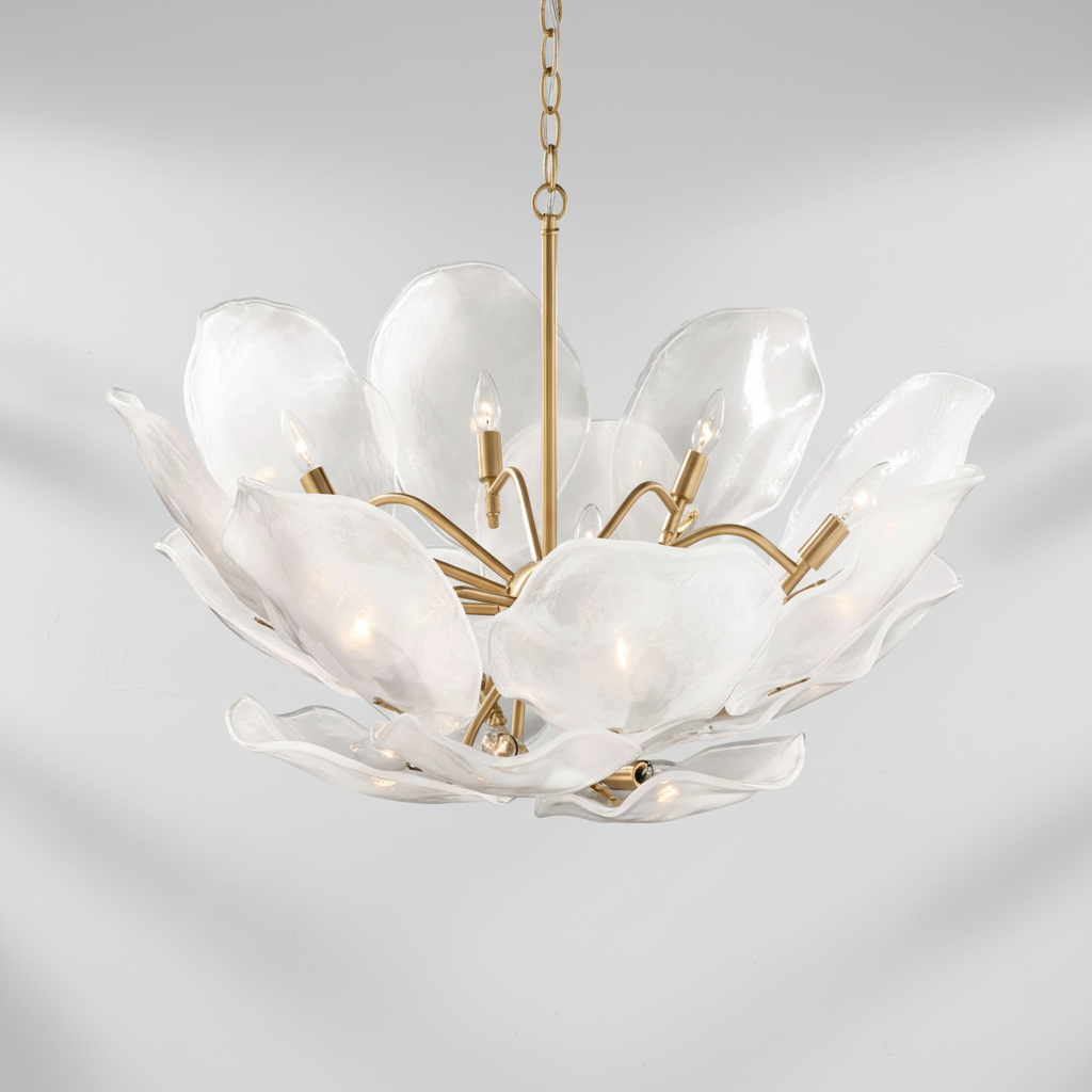 Luster Gaze Veridian Bloom Glass Chandelier - Background Shot