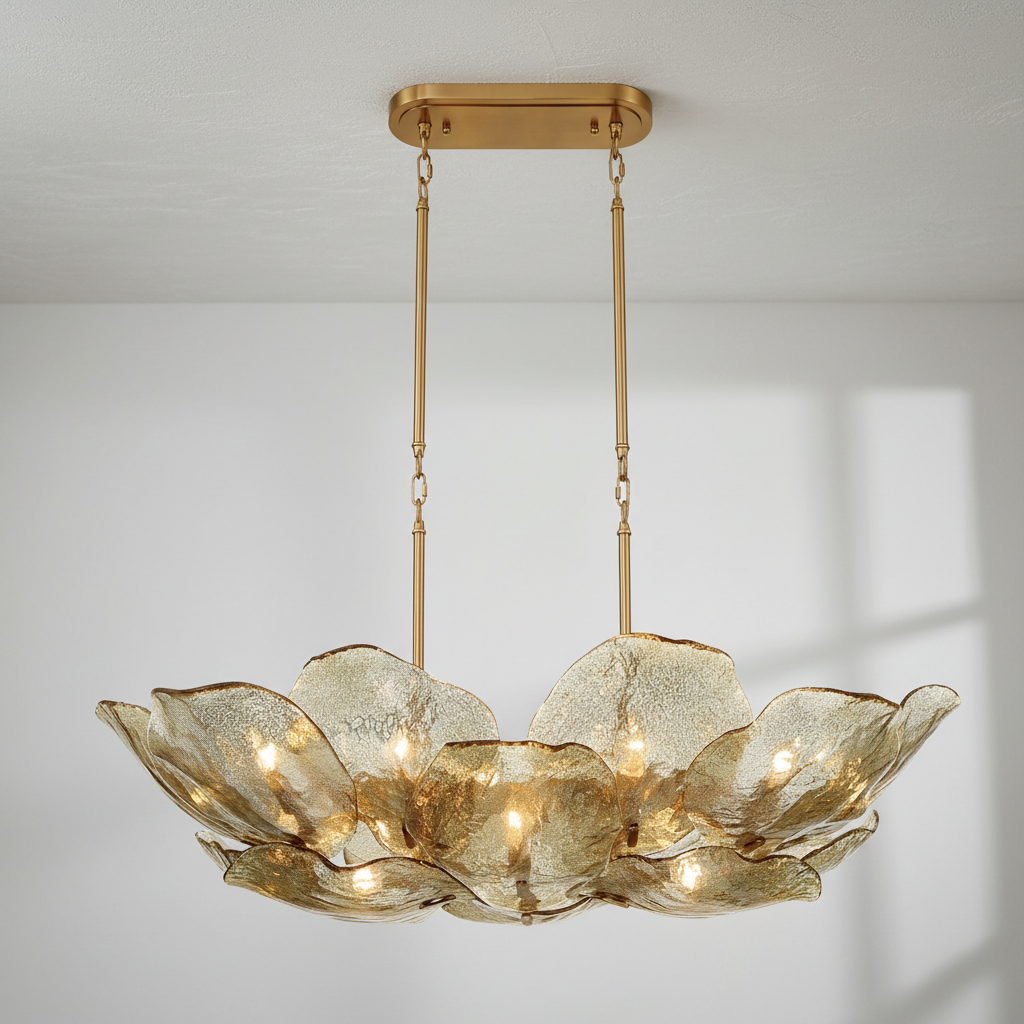 Luster Gaze Veridian Bloom Glass Chandelier - Background Shot