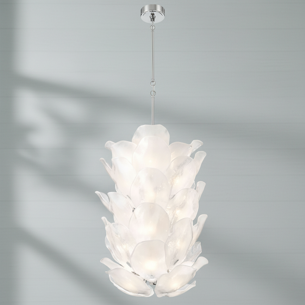 Luster Gaze Veridian Bloom Glass Chandelier - Background Shot