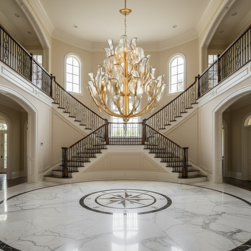 Luster Gaze Aura Grandeur Round Chandelier - grand American foyer with two-story ceiling