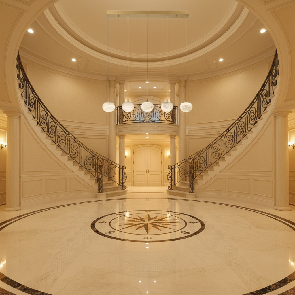 Luster Gaze Cudor Linear LED Chandelier - grand American foyer with two-story ceiling