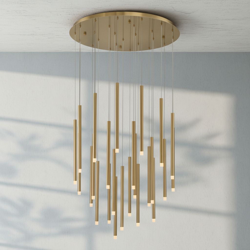 Luster Gaze Radiant Spire Round LED Chandelier - Background Shot