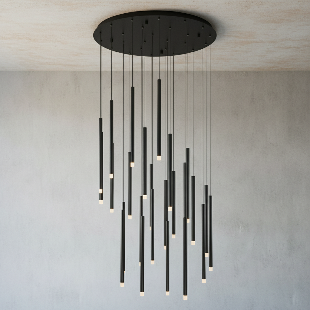 Luster Gaze Radiant Spire Round LED Chandelier - Background Shot